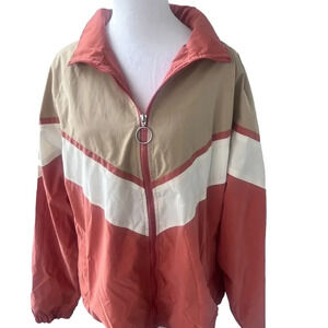 Urban Outfitters Sz L Vintage Color block Wind breaker Jacket  Cool Nights